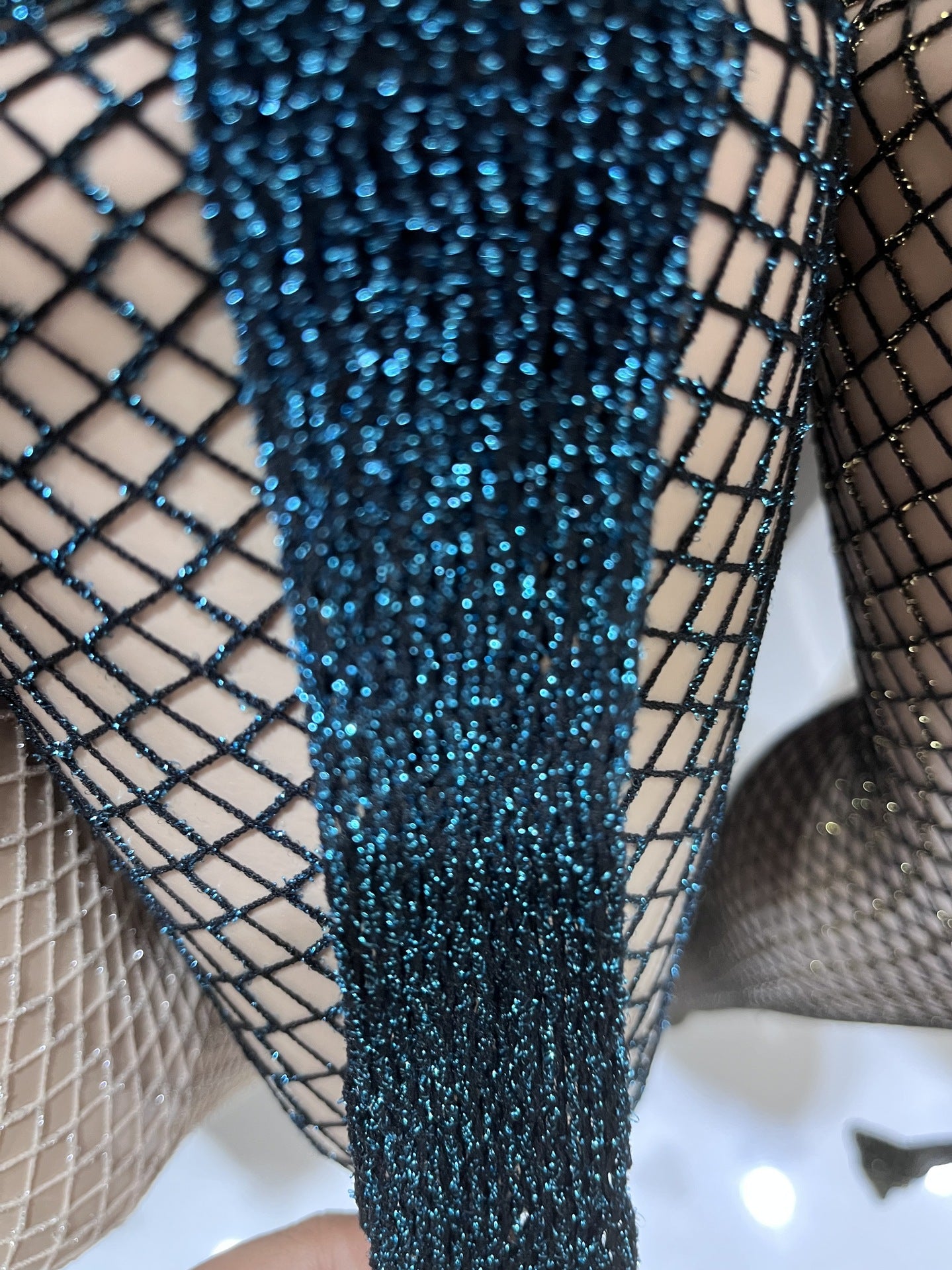 Image of European and American feminine gold and silver silk fishnet pantyhose gold wire mesh stockings silver silk mesh stockings bright silk stockings bright silk bottom stockings women